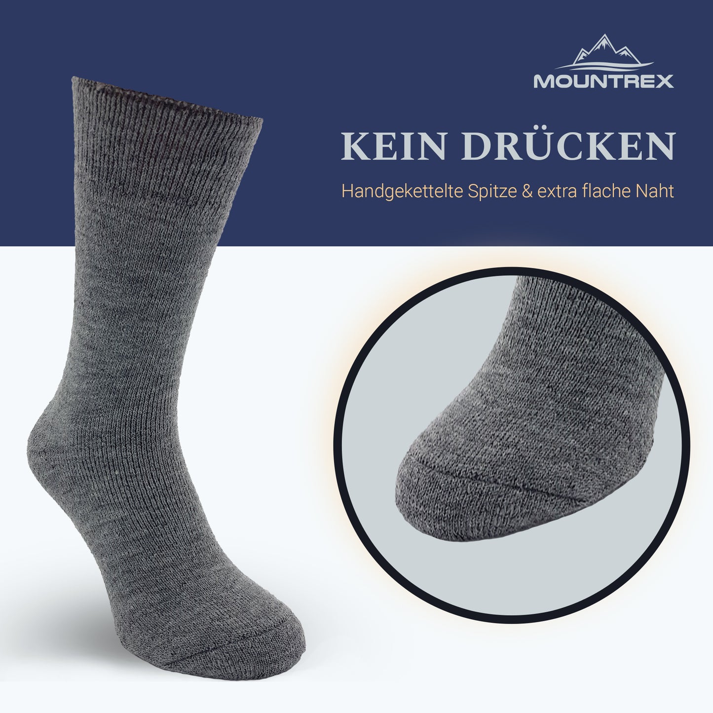 Alpaka Socken, Wollsocken (2 Paar) - Dick Thermo (Grau/Anthrazit)