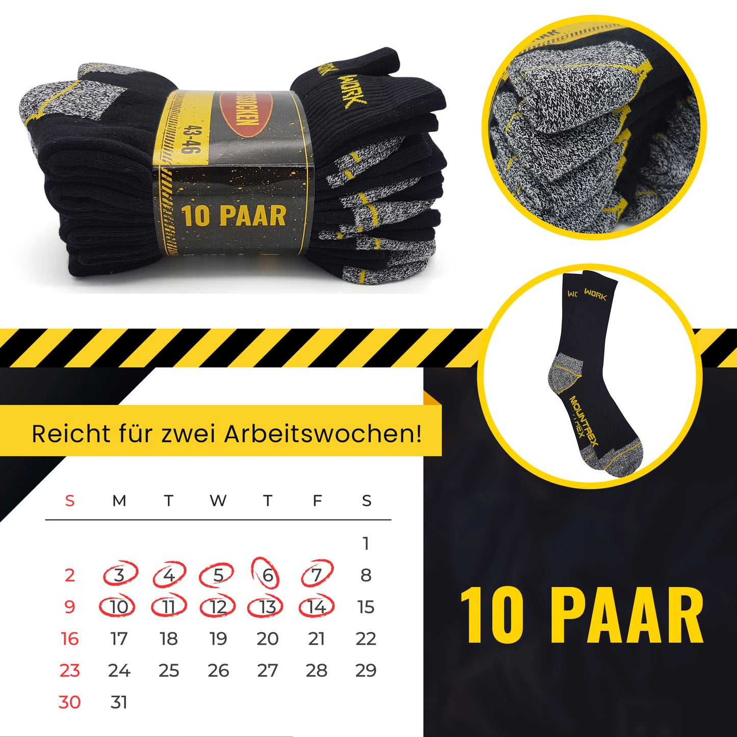 Arbeitssocken - Herren & Damen Socken (10 Paar / 20 Paar)