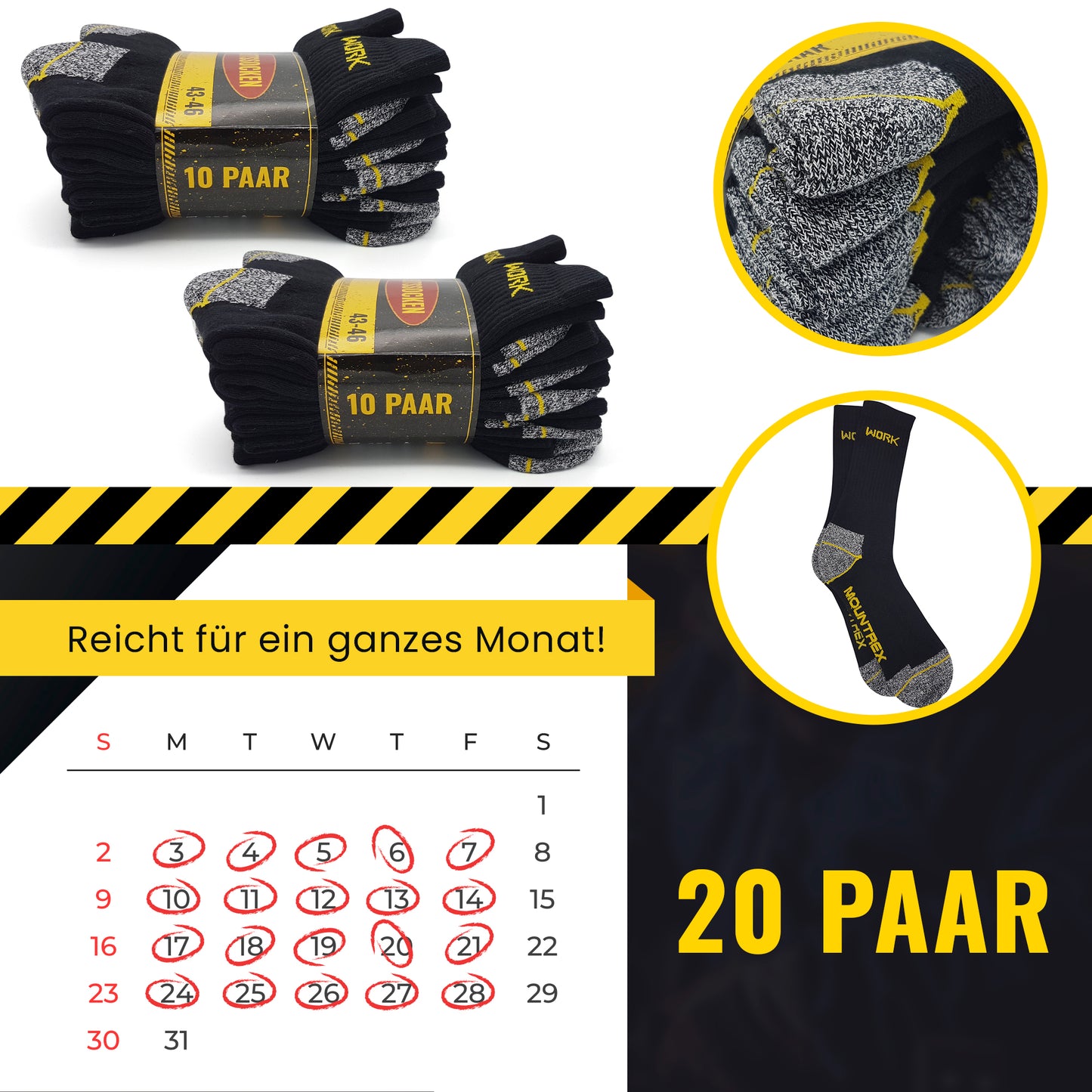 Arbeitssocken - Herren & Damen Socken (10 Paar / 20 Paar)