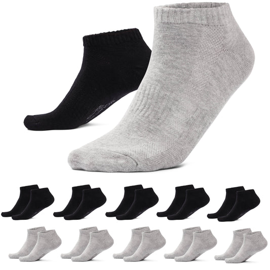 Sneaker Socken Damen & Herren (10 Paar) - Schwarz/Grau