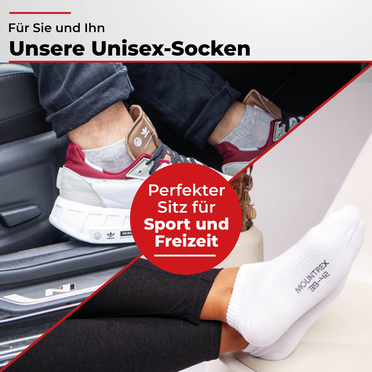 Weiß Herren Damen mountrex-socken Socken Sneaker – Paar) (10 - &