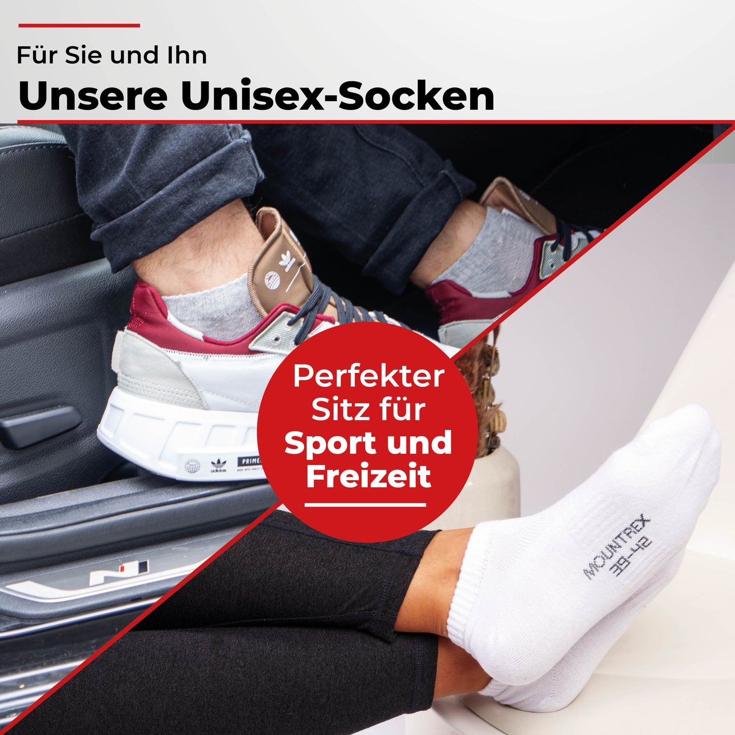 Sneaker Socken Damen & Herren (10 Paar) - Schwarz/Weiß