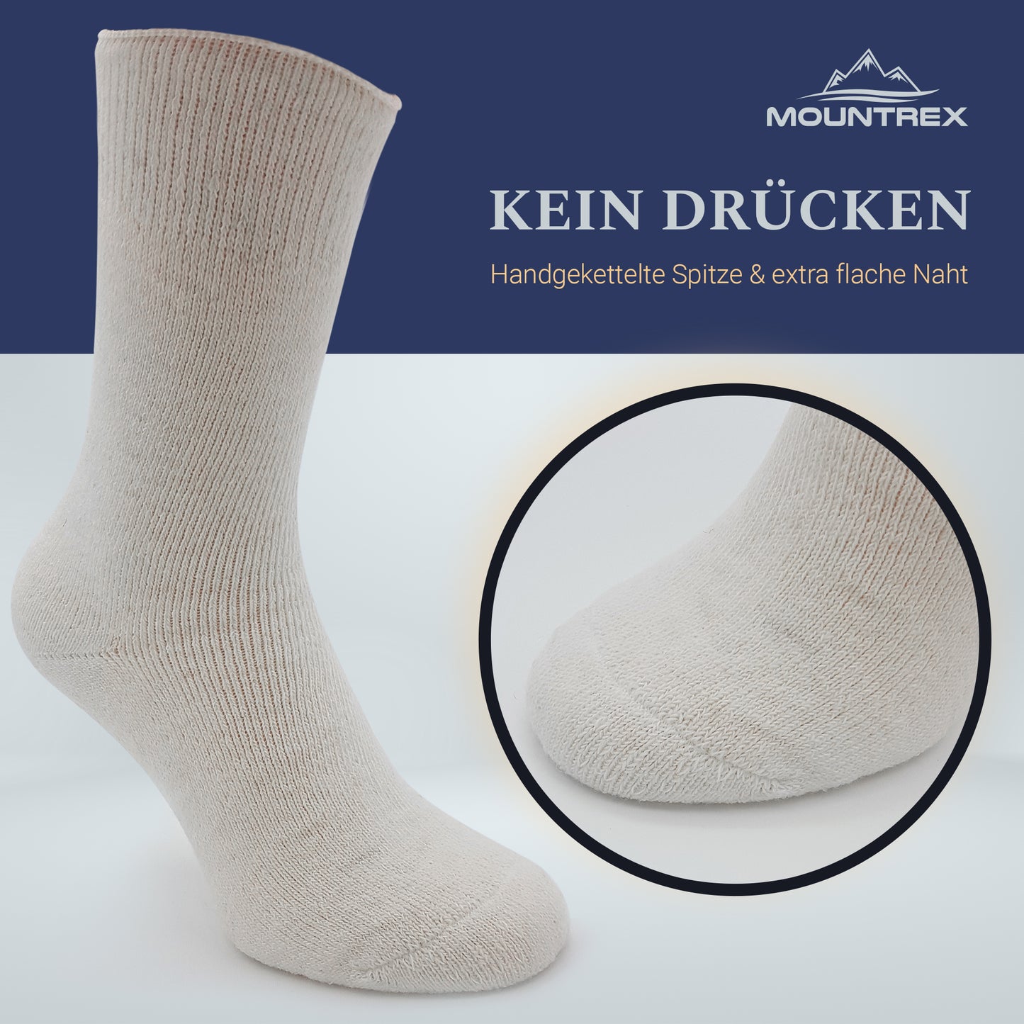 Alpaka Socken, Wollsocken (2 Paar) - Dick Thermo (Ecru/Jeans)