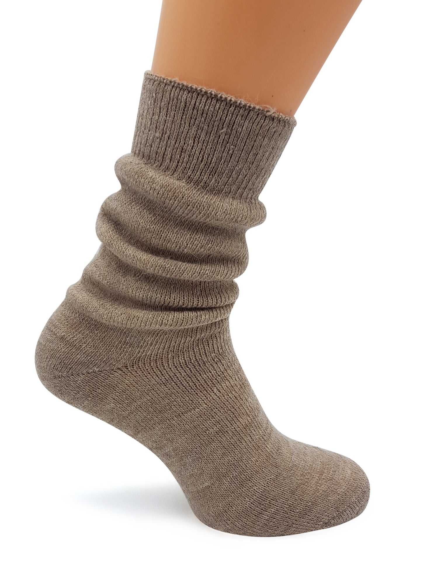 Alpaka Socken, Wollsocken (2 Paar) - Dick Thermo (Beige/Braun)