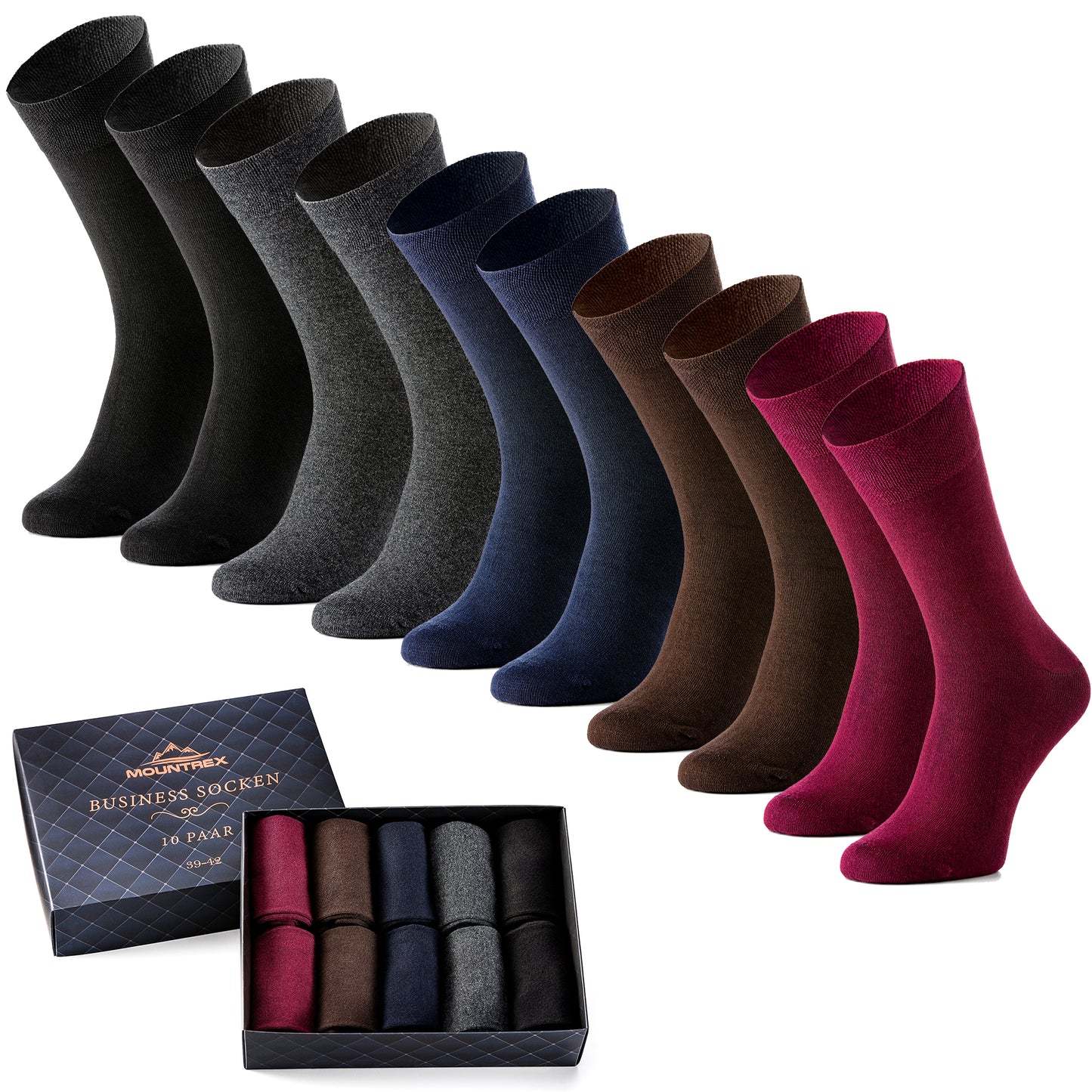 Business Socken Herren Damen (10 Paar) - Schwarz Anthrazit Marineblau Braun Bordeaux