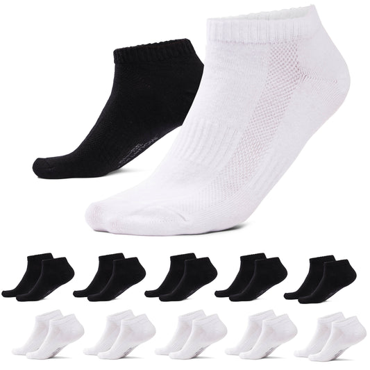Sneaker Socken Damen & Herren (10 Paar) - Schwarz/Weiß