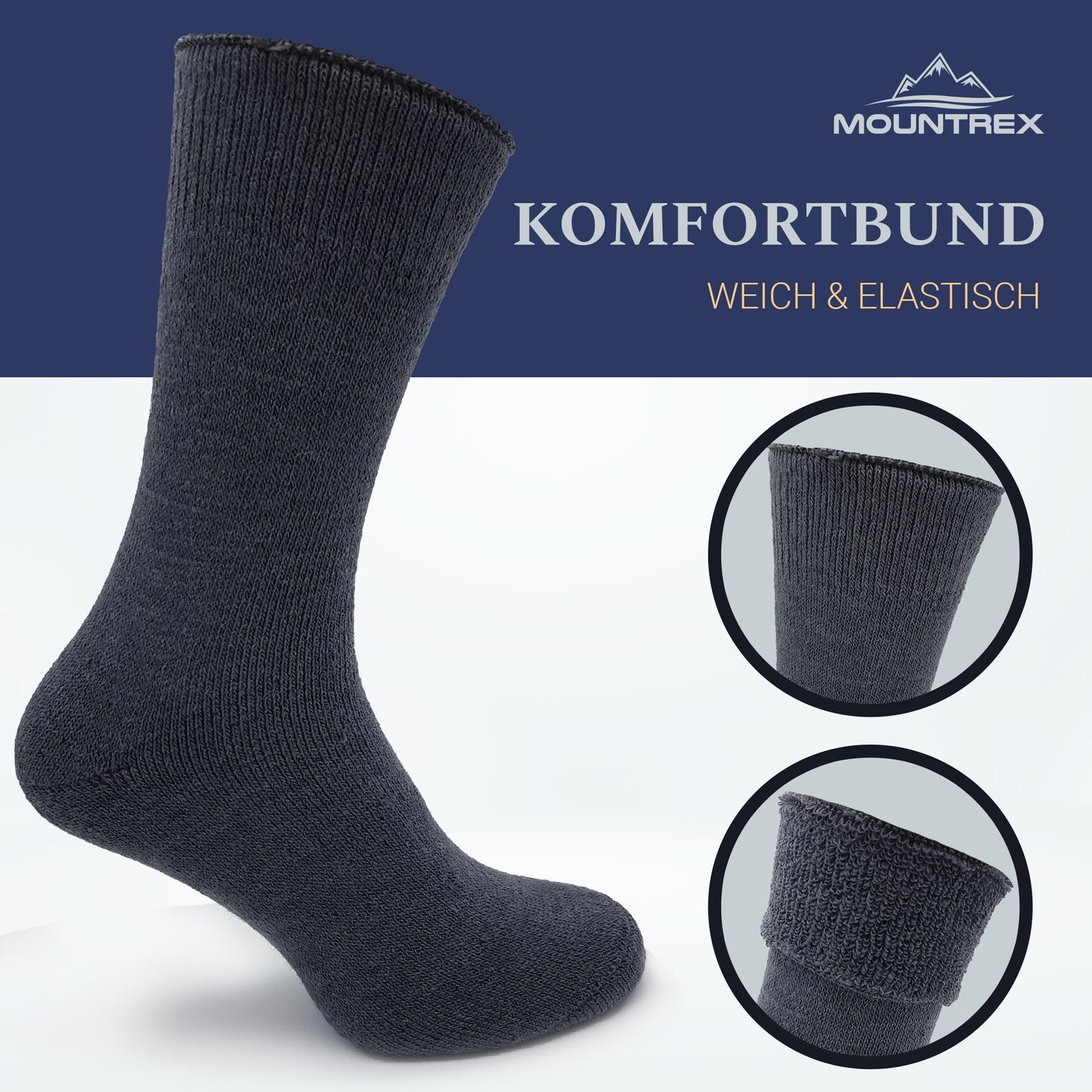 Alpaka Socken, Wollsocken (2 Paar) - Dick Thermo (Grau/Anthrazit)